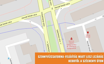 Lezárás mától szennyvízcsatorna-felújítás miatt a Széchenyi úton