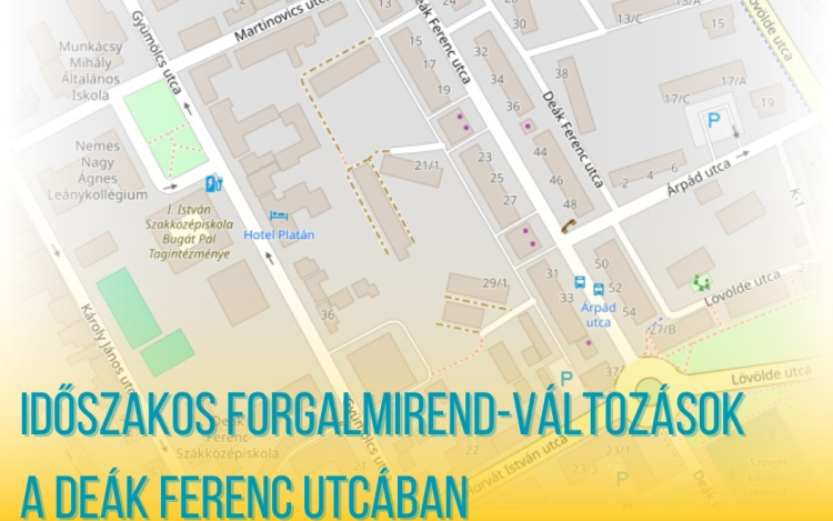 A szennyvíz-gerincvezetéket javítják – időszakos forgalmirend-változások a Deák Ferenc utcában