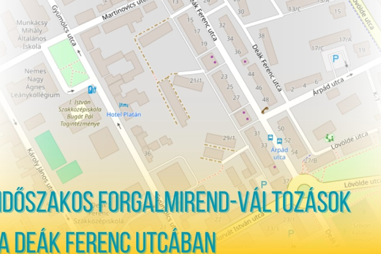 A szennyvíz-gerincvezetéket javítják – időszakos forgalmirend-változások a Deák Ferenc utcában